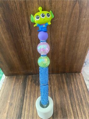 New Toy Story Green Alien Bead Pen with Blue Rhinestone